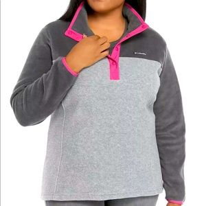 COLUMBIA Plus Size 1X or 2X Benton Springs Half Snap Pullover Fleece Jacket Gray